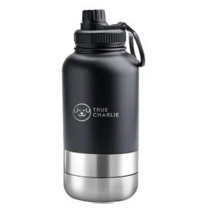 Dog Water Bottle with Bowls – Midnight Black | 1000ml Leakproof