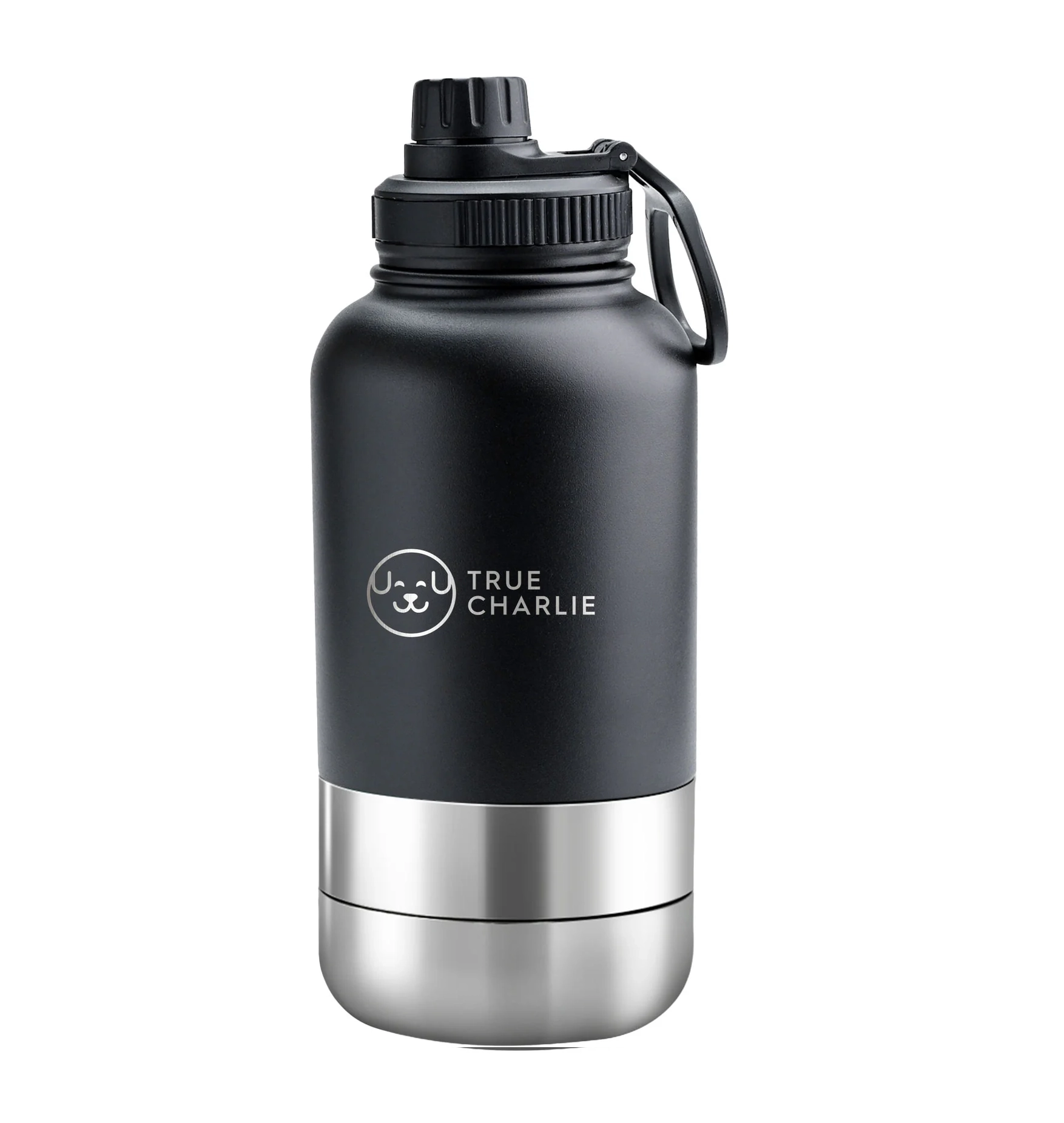 Dog Water Bottle with Bowls – Midnight Black | 1000ml Leakproof