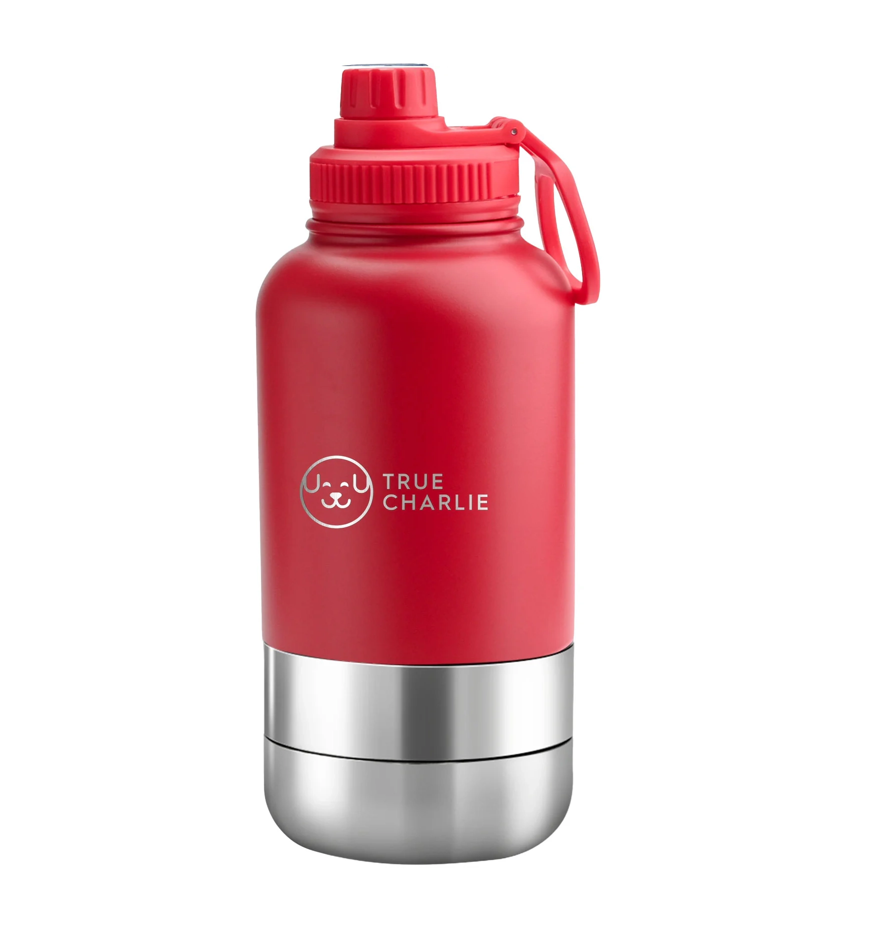 Dog Water Bottle with Bowls – Velvet Red | 1000ml Leakproof
