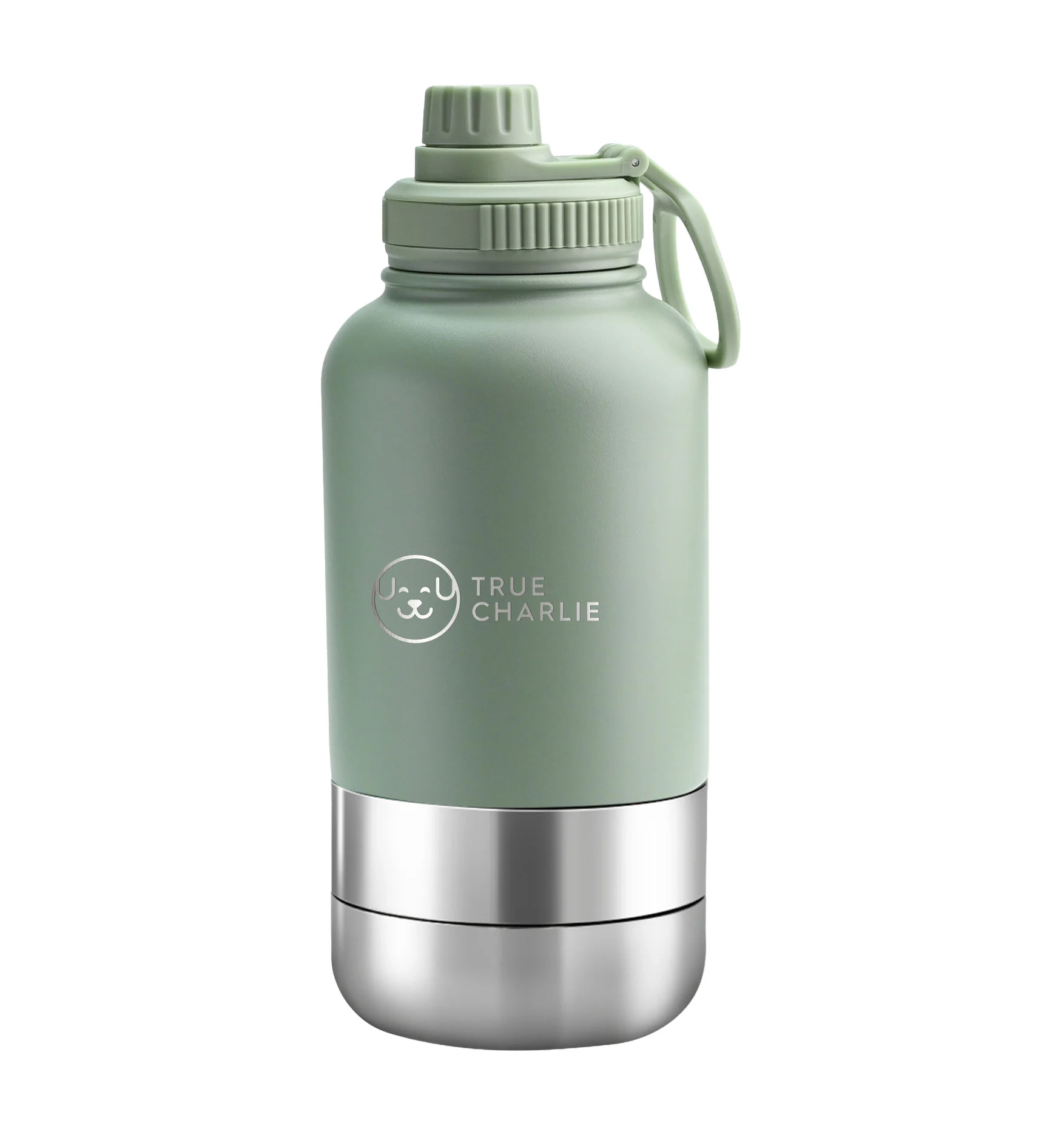 Dog Water Bottle with Bowls – Gumleaf Green | 1000ml Leakproof