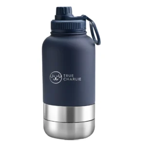 Dog Water Bottle with Bowls – Ocean Blue | 1000ml Leakproof